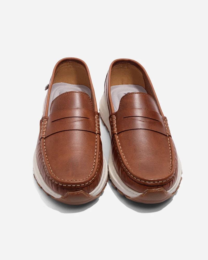 Mocasines Deportivos Cuero Miel Envejecido - Imagen 4