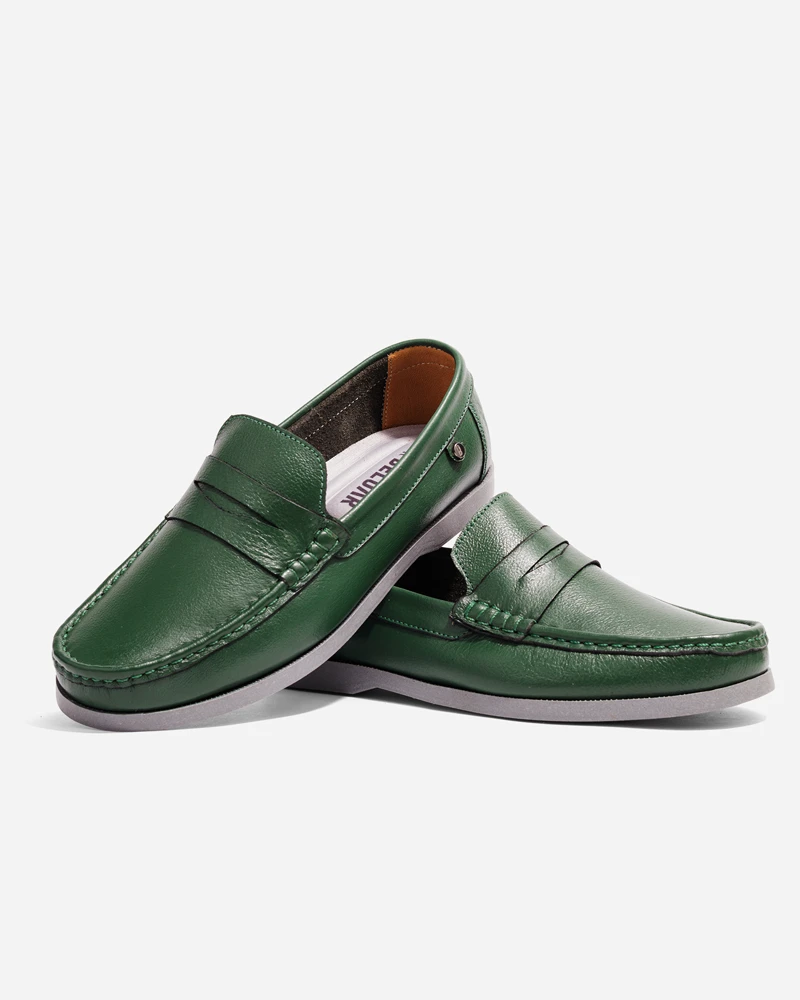 Alternative view of Mocasines Clásicos Verdes y Gris