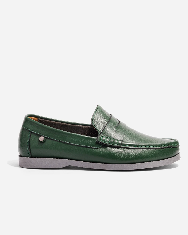 Mocasines Clásicos Verdes y Gris