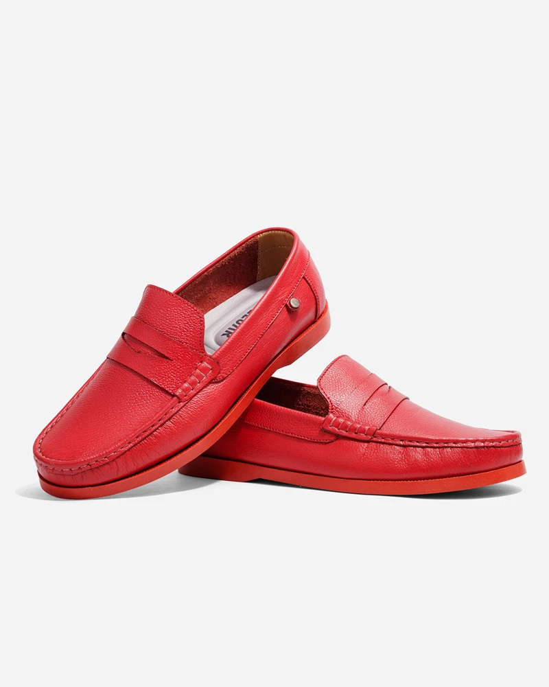 Mocasines Clásicos en Cuero Rojo - Imagen 3