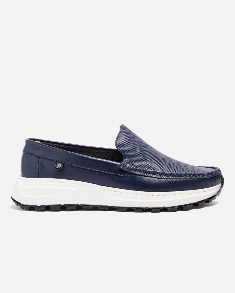 Mocasines Deportivos Cuero Azul Textura