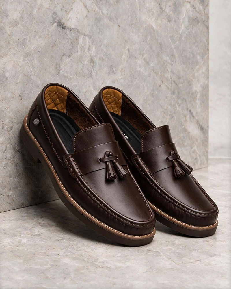 Mocasines Elegantes Borlas Marrón