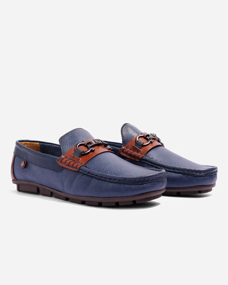 Alternative view of Mocasines Casuales Cuero Azul Detalle Café