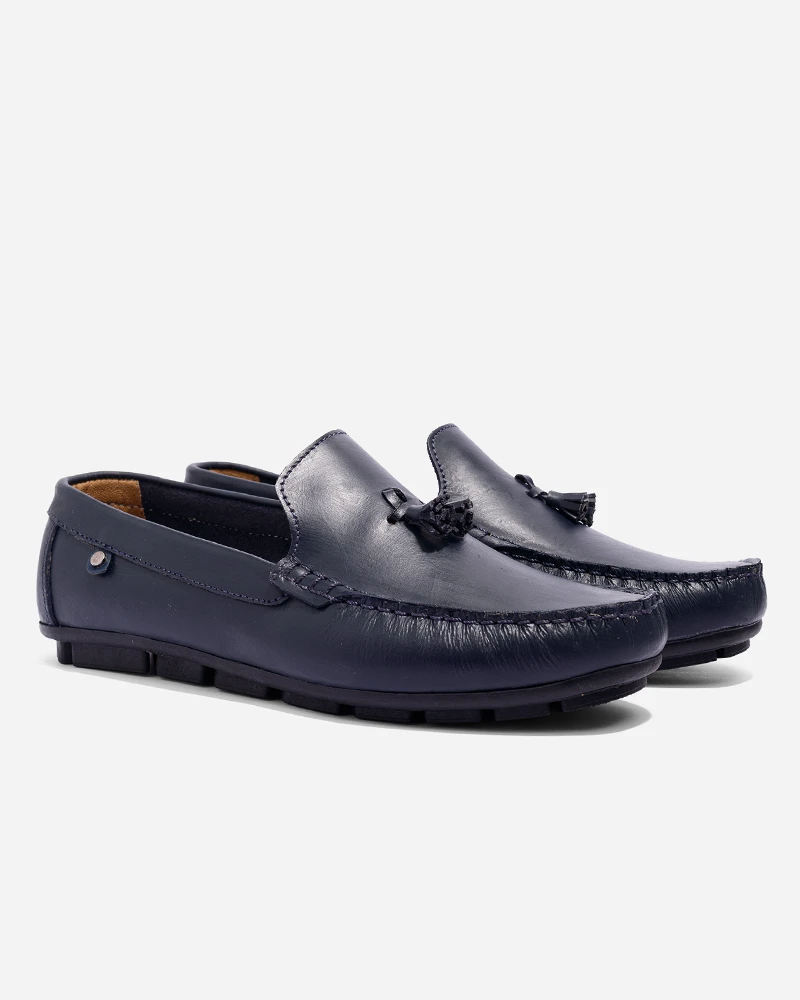Alternative view of Mocasines Azules Cuero Moño Hombre