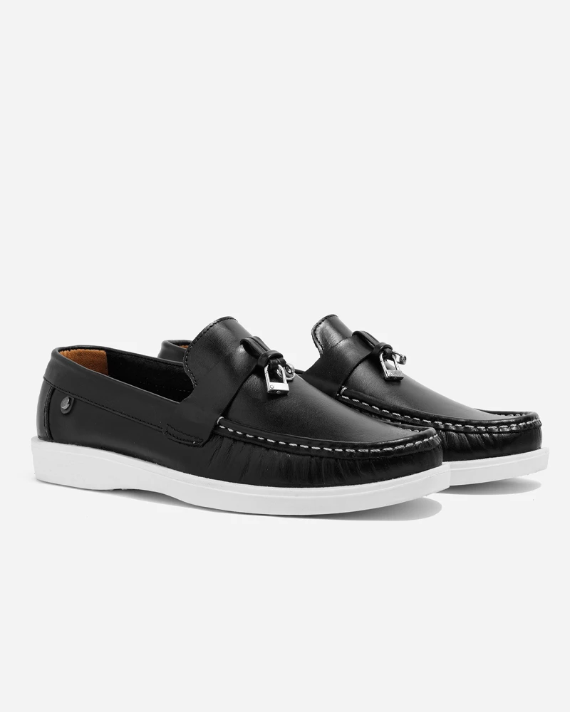 Alternative view of Mocasines Signature Hombre Cuero Negro