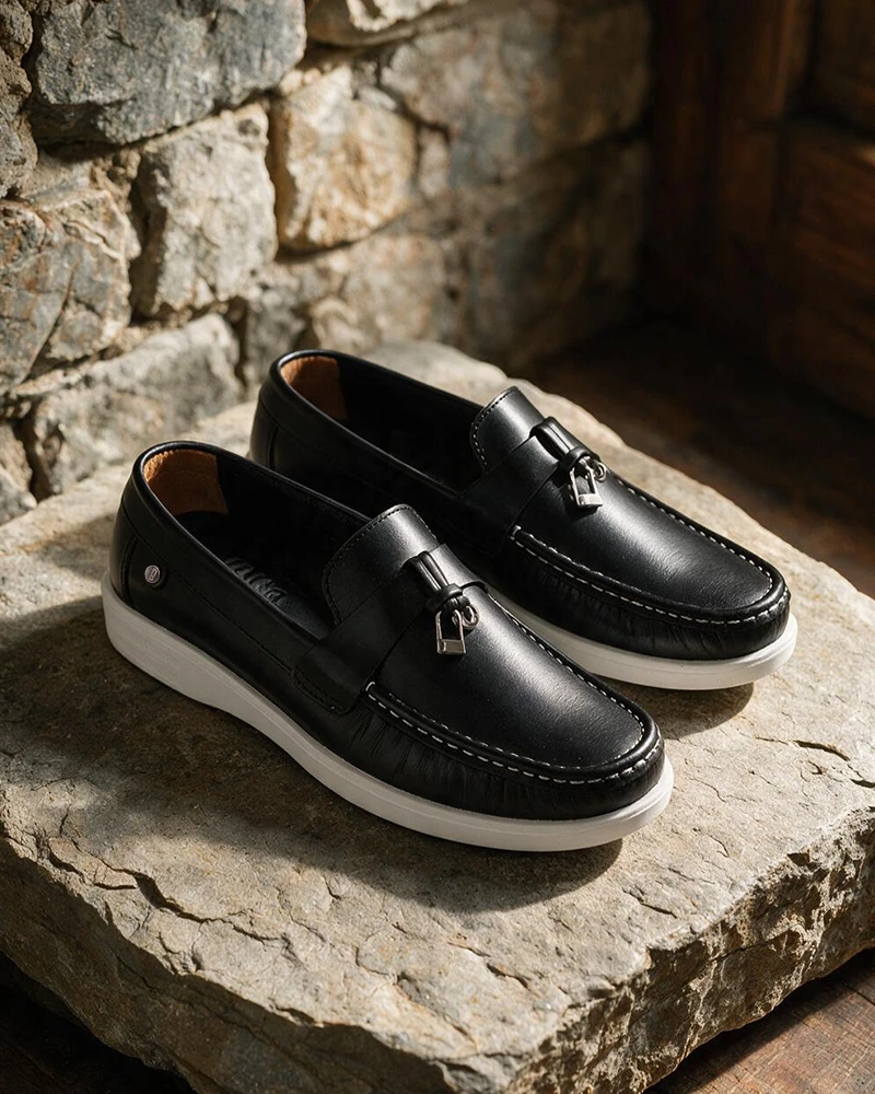 Mocasines Signature Hombre Cuero Negro